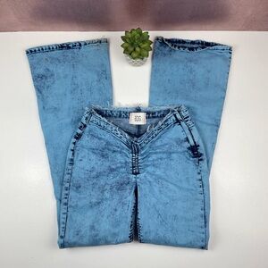 BDG Urban Outfitters Blue Ruched Dipped V Flare Denim Jeans Women Size 30